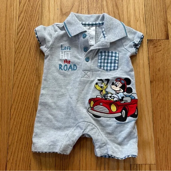 Disney Baby by The Disney Store Mickey and Pluto onesie size 0-3 months - Picture 1 of 12